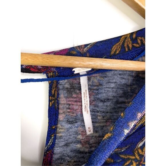 Free People Dock Street Top Blue Floral Ruffle Long Sleeve Size M - Picture 8 of 12